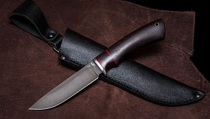 Фото ножа Сибиряк из стали D2 — 218, сталь d2, притин дюраль, вставка микарта, граб
